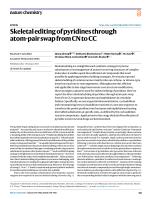Skeletal editing of pyridines through atom-pair swap from CN to CC