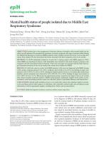 Mental health status of people isolated due to Middle East Respiratory Syndrome