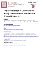 The Globalization of Liberalization: Policy Diffusion in the International Political Economy