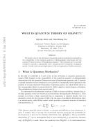 WHAT IS QUANTUM THEORY OF GRAVITY?