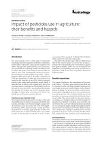 Impact of pesticides use in agriculture: their benefits and hazards