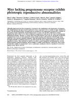 Mice lacking progesterone receptor exhibit pleiotropic reproductive abnormalities