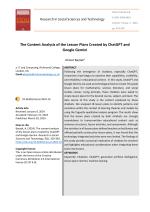 The Content Analysis of the Lesson Plans Created by ChatGPT and Google Gemini