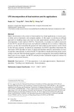 UTV decomposition of dual matrices and its applications