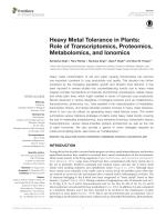 Heavy Metal Tolerance in Plants: Role of Transcriptomics, Proteomics, Metabolomics, and Ionomics