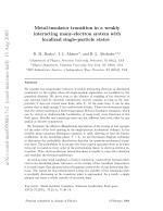 Metal-insulator transition in a weakly interacting many-electron system with localized single-particle states