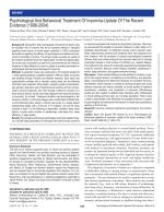 Psychological And Behavioral Treatment Of Insomnia:Update Of The Recent Evidence (1998-2004)