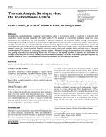Thematic Analysis: Striving to Meet the Trustworthiness Criteria