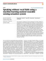 Speaking without vocal folds using a machine-learning-assisted wearable sensing-actuation system