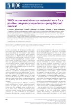 WHO recommendations on antenatal care for a positive pregnancy experience—going beyond survival