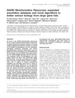 DAVID Bioinformatics Resources: expanded annotation database and novel algorithms to better extract biology from large gene lists
