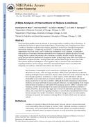 A Meta-Analysis of Interventions to Reduce Loneliness