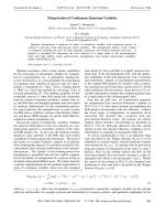 Teleportation of Continuous Quantum Variables