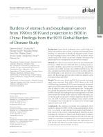 Burdens of stomach and esophageal cancer from 1990 to 2019 and projection to 2030 in China: Findings from the 2019 Global Burden of Disease Study