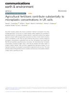 Agricultural fertilisers contribute substantially to microplastic concentrations in UK soils