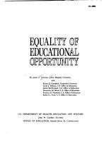 EQUALITY OF EDUCATIONAL OPPORTUNITY