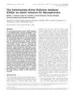 The Carbohydrate-Active EnZymes database (CAZy): an expert resource for Glycogenomics