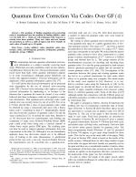 Quantum Error Correction Via Codes Over GF (4)