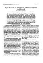 Rapid Procedure for Detection and Isolation of Large and Small Plasmids