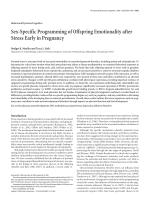 Sex-Specific Programming of Offspring Emotionality after Stress Early in Pregnancy