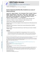 Exome sequencing identifies MLL2 mutations as a cause of Kabuki syndrome