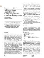 A Linear Space Algorithm for Computing Maximal Common Subsequences