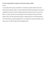 On the computational complexity of ising spin glass models