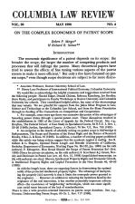 ON THE COMPLEX ECONOMICS OF PATENT SCOPE