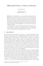 Differential Privacy: A Survey of Results