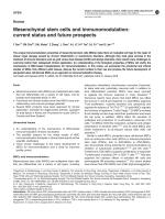 Mesenchymal stem cells and immunomodulation: current status and future prospects