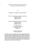 The Effect of International Institutional Factors on Properties of Accounting Earnings