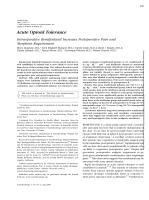 Acute Opioid Tolerance: Intraoperative Remifentanil Increases Postoperative Pain and Morphine Requirement