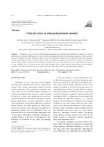 Critical review in adsorption kinetic models