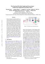 The Good and The Bad: Exploring Privacy Issues in Retrieval-Augmented Generation (RAG)
