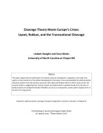 Cleavage Theory Meets Europe’s Crises: Lipset, Rokkan, and the Transnational Cleavage