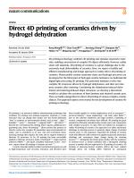 Direct 4D printing of ceramics driven by hydrogel dehydration