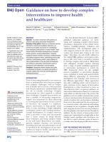 Guidance on how to develop complex interventions to improve health and healthcare