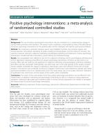 Positive psychology interventions: a meta-analysis of randomized controlled studies