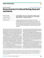 Brain clearance is reduced during sleep and anesthesia